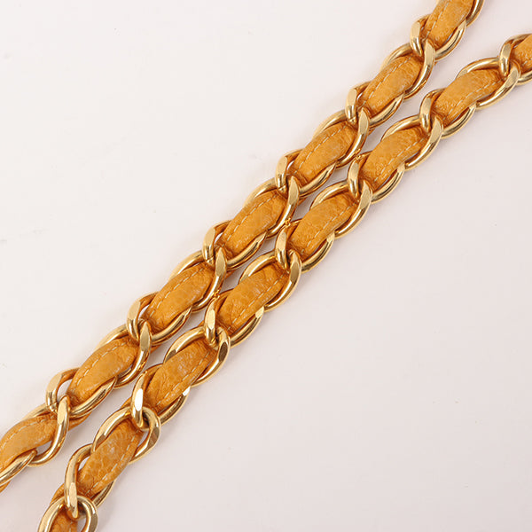 Chanel Around 1995 Made Caviar Skin Turn-Lock Chain Bag Mandarine Orange