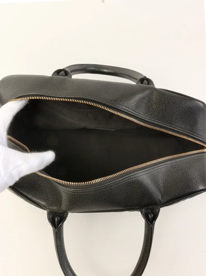 Chanel Around  Made Caviar Skin Cc Mark Stitch Boston Bag Black
