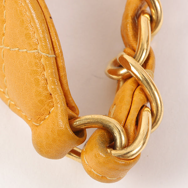 Chanel Around 1995 Made Caviar Skin Turn-Lock Chain Bag Mandarine Orange