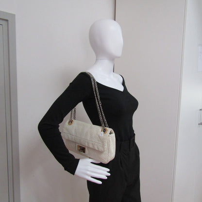CHANEL 2.55 Shoulder Bag in White Leather