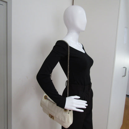 CHANEL 2.55 Shoulder Bag in White Leather