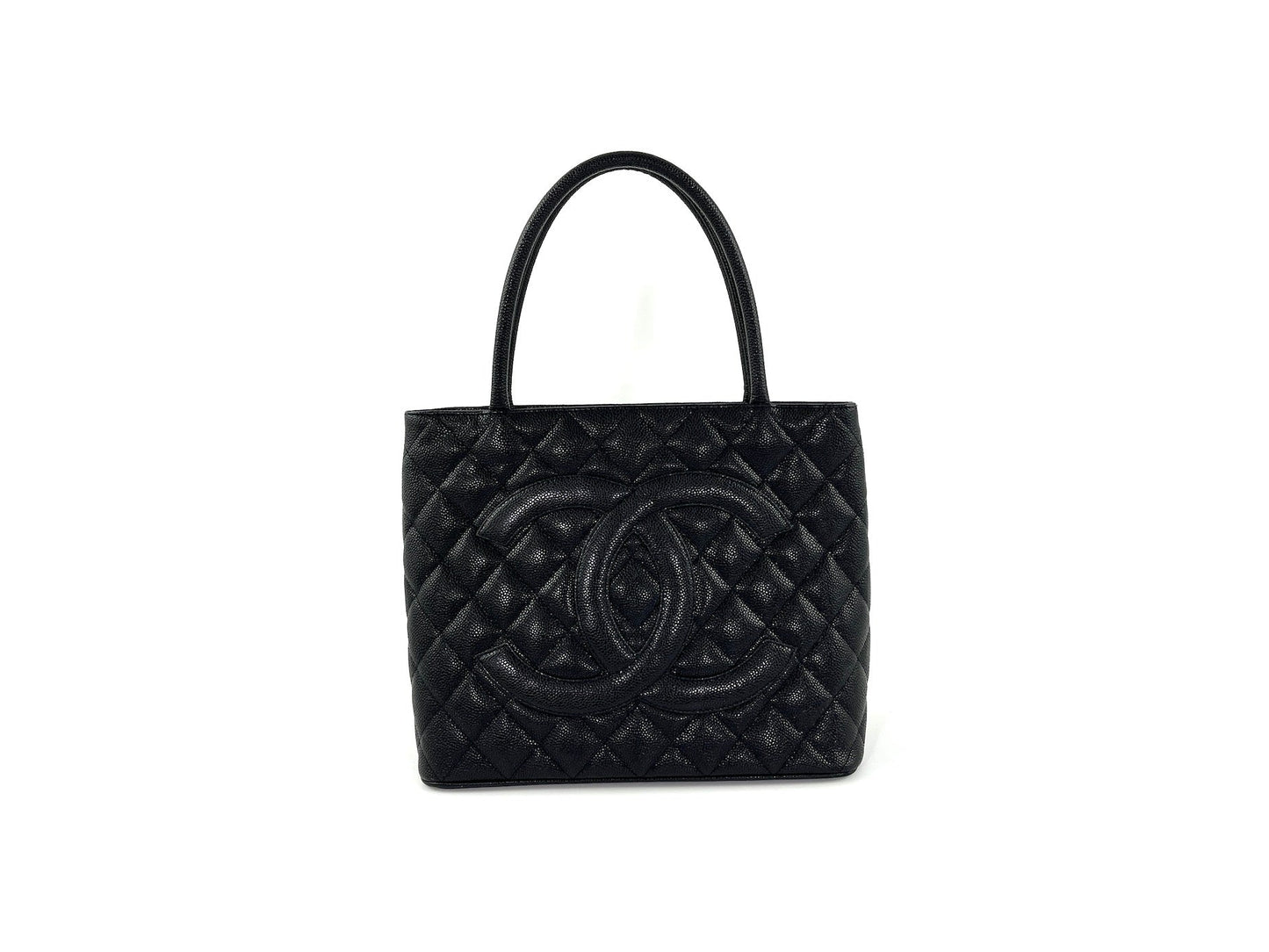 Vintage CHANEL Black Caviar 2010 Quilted Medallion Timeless Tote