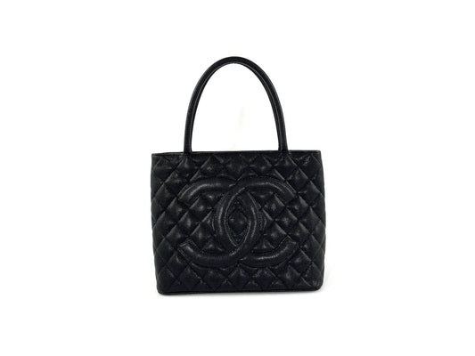 Vintage CHANEL Black Caviar 2010 Quilted Medallion Timeless Tote