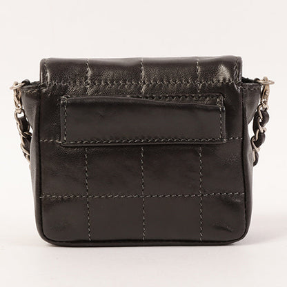 Chanel Around 2000 Made Chocolate Bar Cc Mark Plate Micro Chain Bag Black