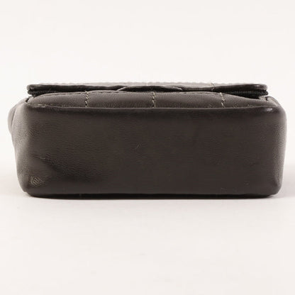 Chanel Around 2000 Made Chocolate Bar Cc Mark Plate Micro Chain Bag Black