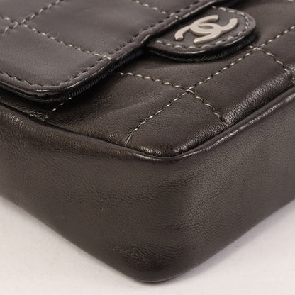 Chanel Around 2000 Made Chocolate Bar Cc Mark Plate Micro Chain Bag Black