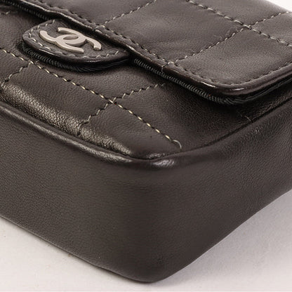 Chanel Around 2000 Made Chocolate Bar Cc Mark Plate Micro Chain Bag Black