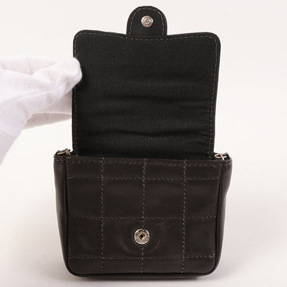 Chanel Around 2000 Made Chocolate Bar Cc Mark Plate Micro Chain Bag Black