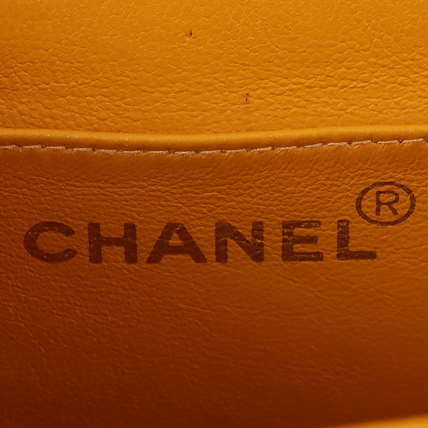 Chanel Around 1995 Made Caviar Skin Turn-Lock Chain Bag Mandarine Orange