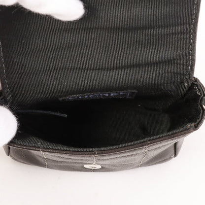 Chanel Around 2000 Made Chocolate Bar Cc Mark Plate Micro Chain Bag Black