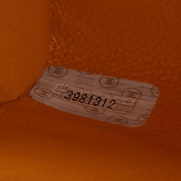 Chanel Around 1995 Made Caviar Skin Turn-Lock Chain Bag Mandarine Orange