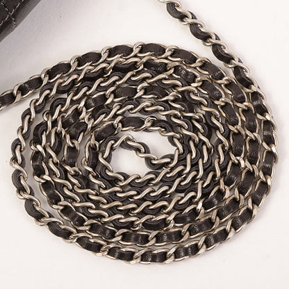 Chanel Around 2000 Made Chocolate Bar Cc Mark Plate Micro Chain Bag Black