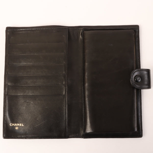 CHANEL Around 1995 Made Cc Mark Stitch Wallet Black