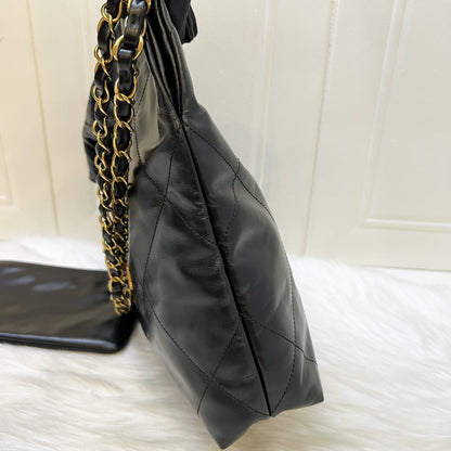 [Local Set - May 2024] Chanel 22 Small Hobo Bag in Black Shiny Calfskin and AGHW