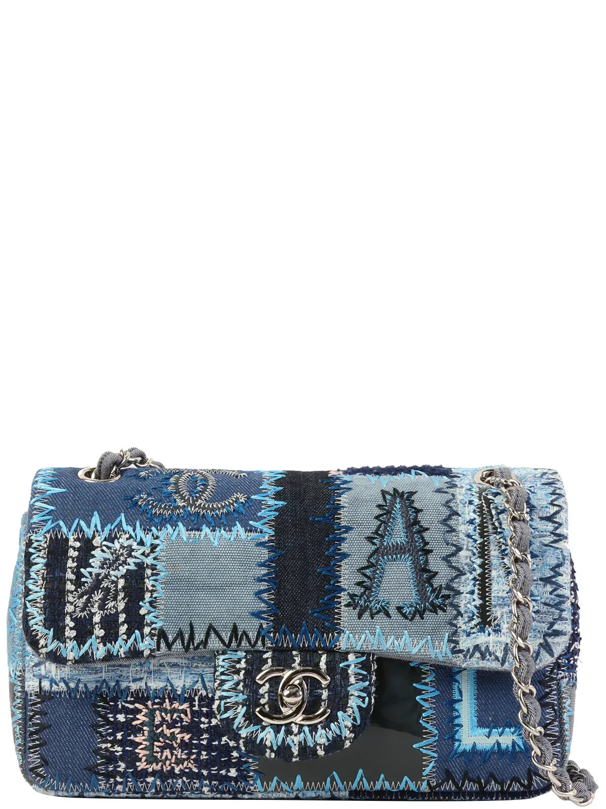 Chanel Around  Made Patchwork Classic New Chain Shoulder Bag Blue/Multi