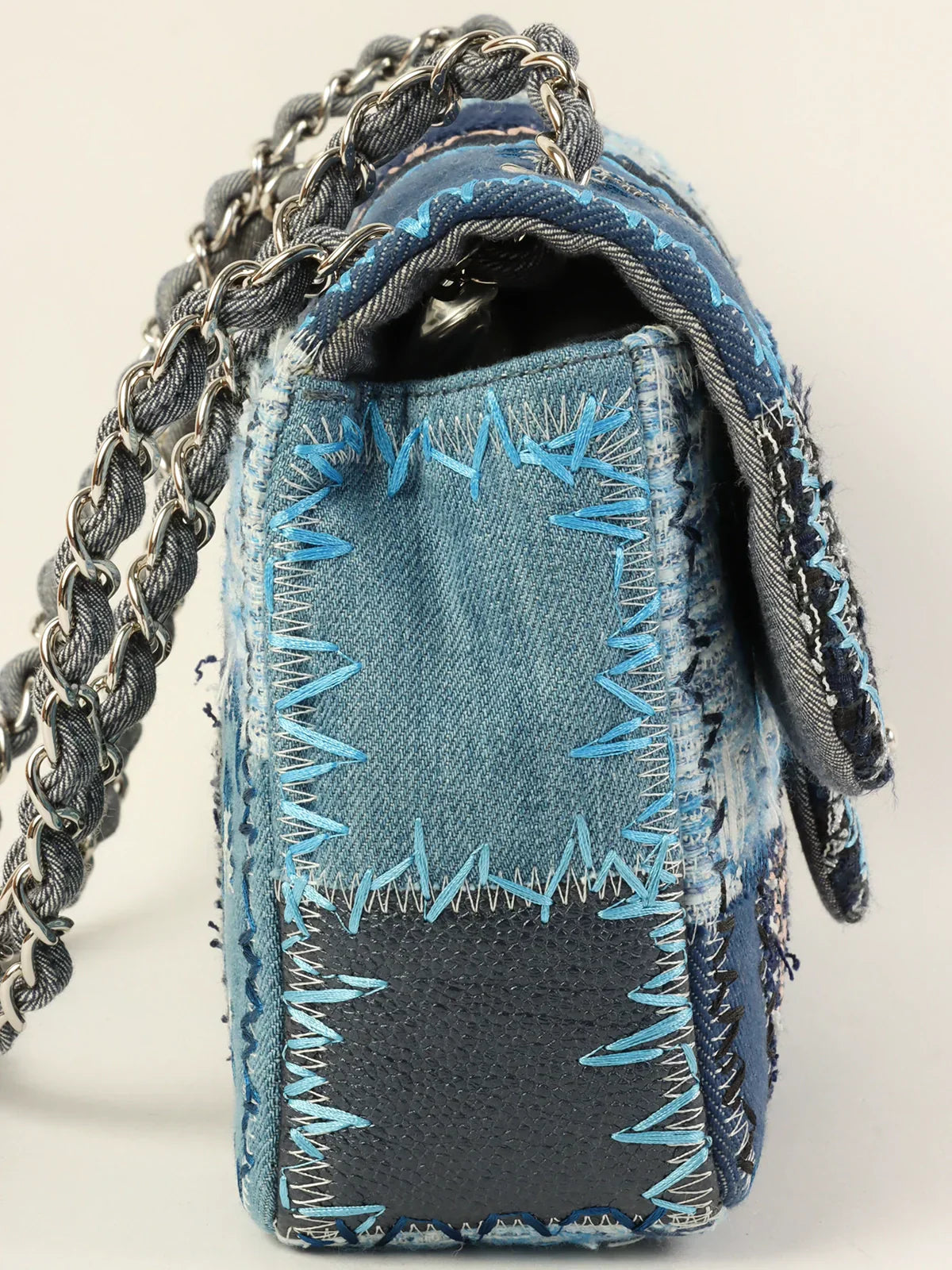 Chanel Around  Made Patchwork Classic New Chain Shoulder Bag Blue/Multi