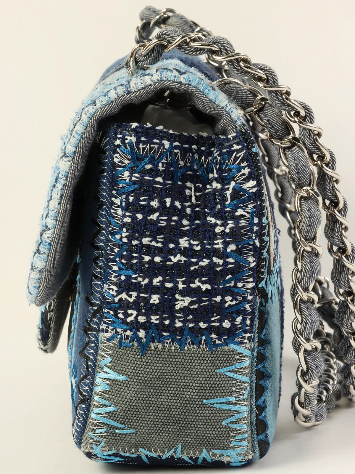 Chanel Around  Made Patchwork Classic New Chain Shoulder Bag Blue/Multi