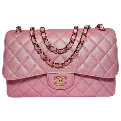 Chanel Iridescent Rose Pink Jumbo Double Flap Bag
