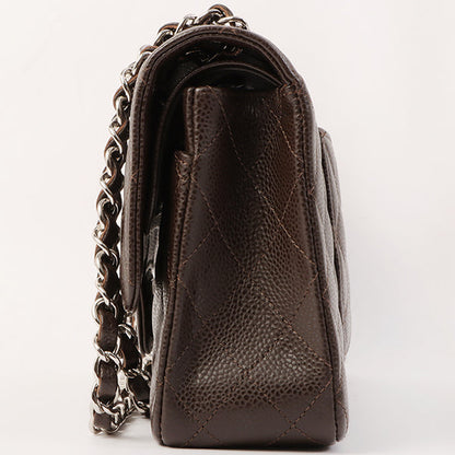 Chanel Around 2006 Made Caviar Skin Classic Flap Chain Bag 25Cm Dark Brown