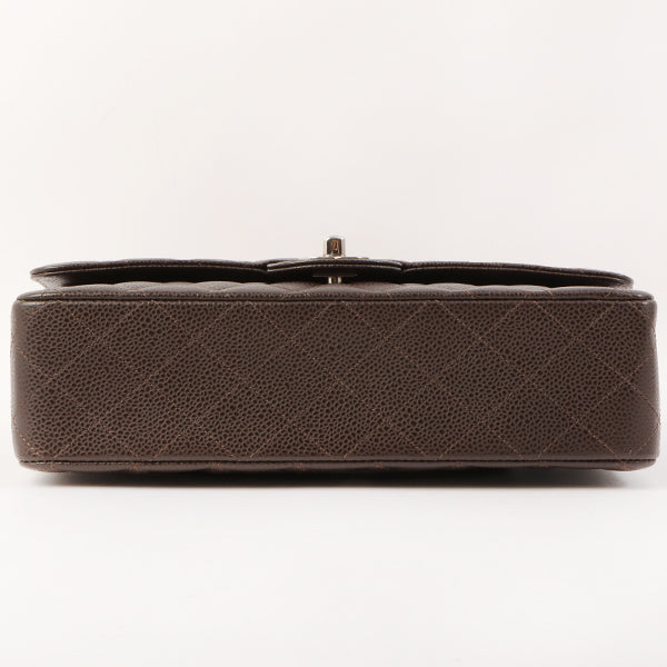 Chanel Around 2006 Made Caviar Skin Classic Flap Chain Bag 25Cm Dark Brown