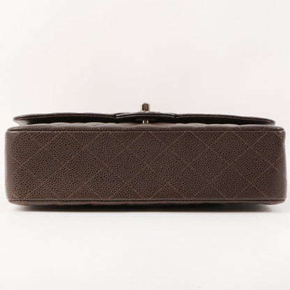 Chanel Around 2006 Made Caviar Skin Classic Flap Chain Bag 25Cm Dark Brown