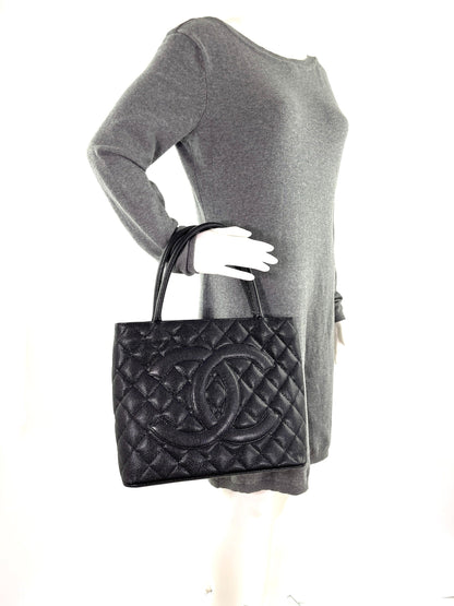 Vintage CHANEL Black Caviar 2010 Quilted Medallion Timeless Tote