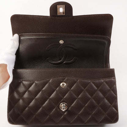 Chanel Around 2006 Made Caviar Skin Classic Flap Chain Bag 25Cm Dark Brown