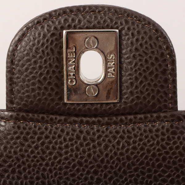 Chanel Around 2006 Made Caviar Skin Classic Flap Chain Bag 25Cm Dark Brown