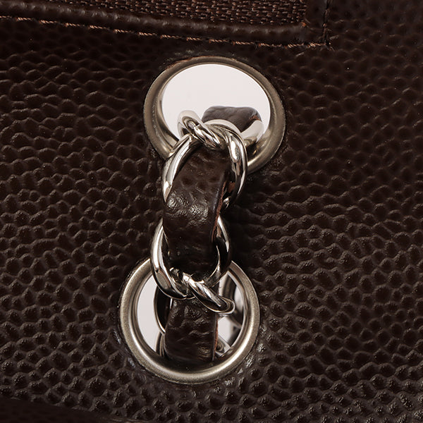 Chanel Around 2006 Made Caviar Skin Classic Flap Chain Bag 25Cm Dark Brown