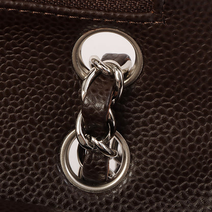 Chanel Around 2006 Made Caviar Skin Classic Flap Chain Bag 25Cm Dark Brown