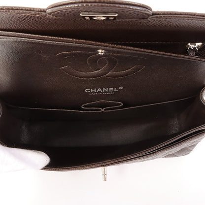 Chanel Around 2006 Made Caviar Skin Classic Flap Chain Bag 25Cm Dark Brown