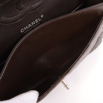 Chanel Around 2006 Made Caviar Skin Classic Flap Chain Bag 25Cm Dark Brown