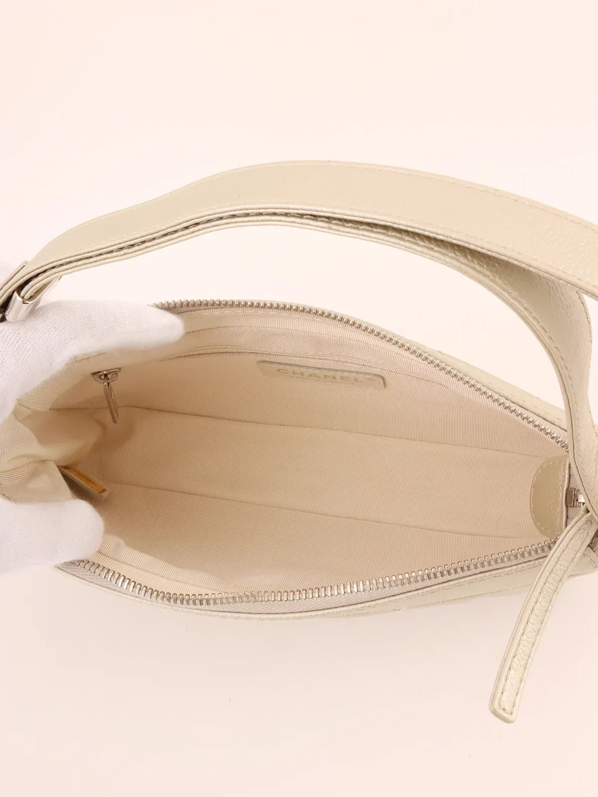 Chanel Around  Made Cc Mark Stitch Shoulder Bag Champagne Gold
