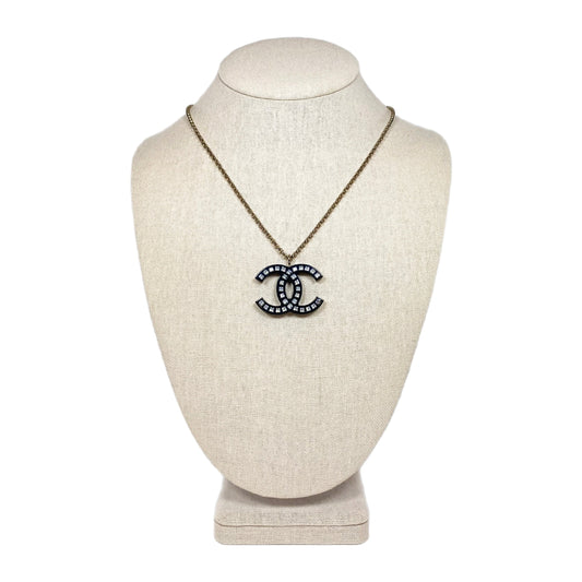 Chanel Black Resin and Silver Crystal Necklace