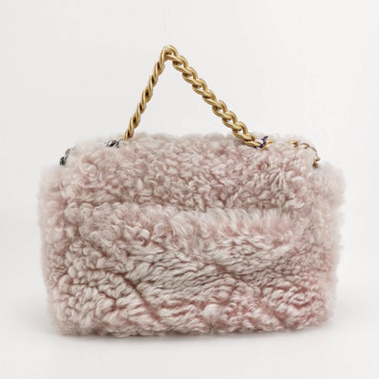 Chanel 19 Bag 2021 Small Pink Shearling Flap Bag