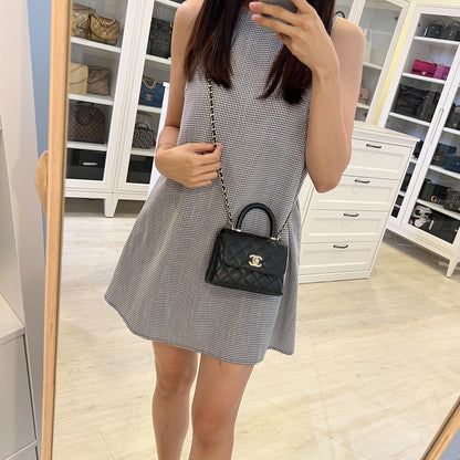 Chanel Micro Coco Handle Flap Bag in Black Caviar and LGHW (AP4244)