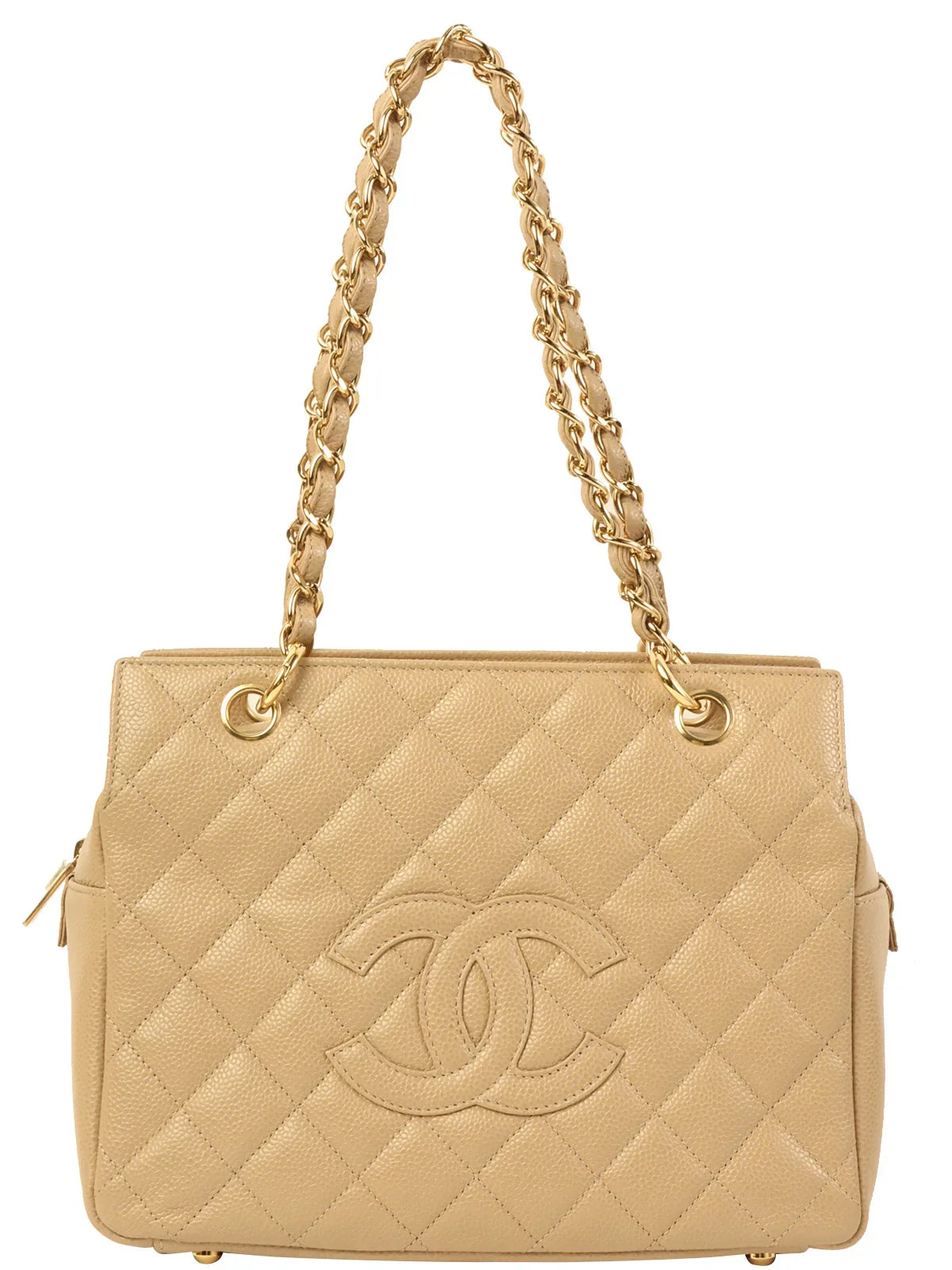 Chanel Around  Made Caviar Skin Cc Mark Stitch Chain Tote Bag Greige