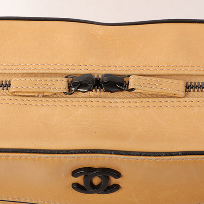 Chanel Around 2000 Made Cc Mark Plate Chain Shoulder Bag Beige