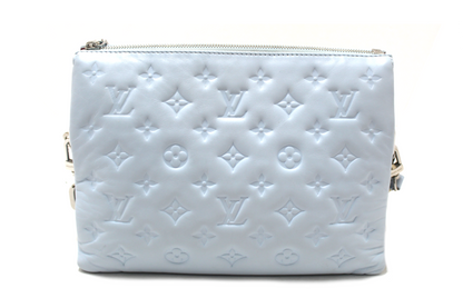 Louis Vuitton Ice Blue Lambskin Embossed Monogram Coussin PM Bag