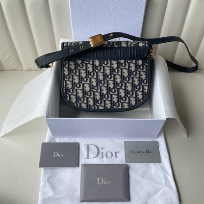 Blue Dior Oblique Jacquard Medium Bobby Bag Leather Crossbody Bag for Women