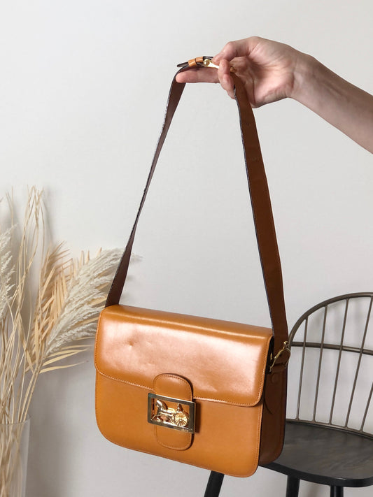 CELINE Horse Carriage Shoulder bag Camel Vintage uv4ggf