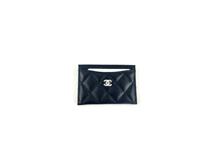 CHANEL 2022 Black Caviar Quilted Card Holder Case