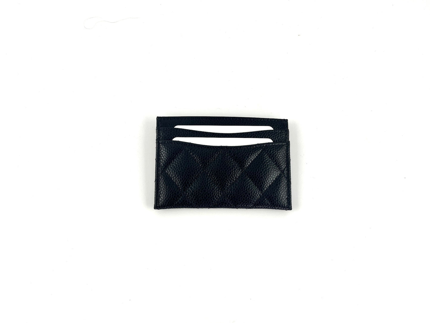 CHANEL 2022 Black Caviar Quilted Card Holder Case