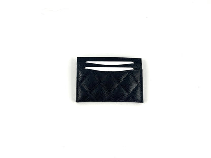 CHANEL 2022 Black Caviar Quilted Card Holder Case