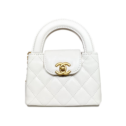 Chanel White Mini Nano Kelly Top Handle