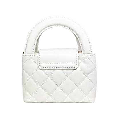 Chanel White Mini Nano Kelly Top Handle