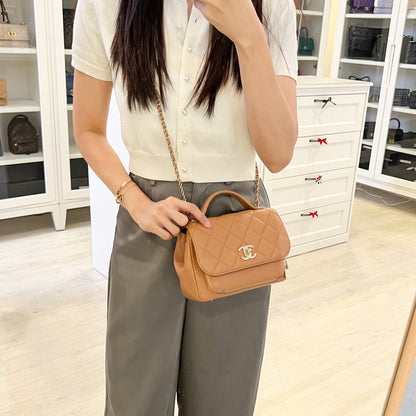 Chanel Small Business Affinity Flap in 21P Caramel Caviar and LGHW (Model: A93749)