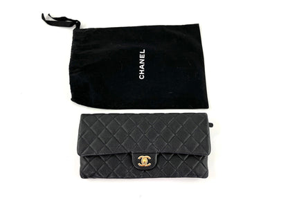 CHANEL Classic 2021 Black Quilted Caviar Flap Clutch Bag