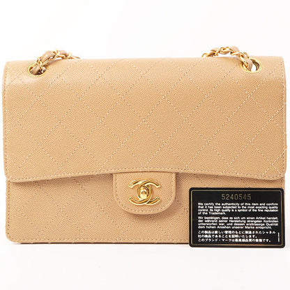Chanel Around 1998 Made Caviar Skin Turn-Lock Shoulder Bag Beige