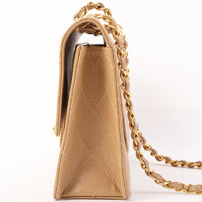 Chanel Around 1998 Made Caviar Skin Turn-Lock Shoulder Bag Beige